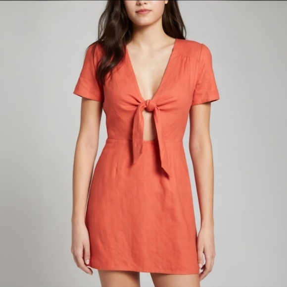 Socialite Dresses & Skirts - Socialite Jillian Tie Front Mini Dress Rust Orange Sienna Peach Womens Size XL